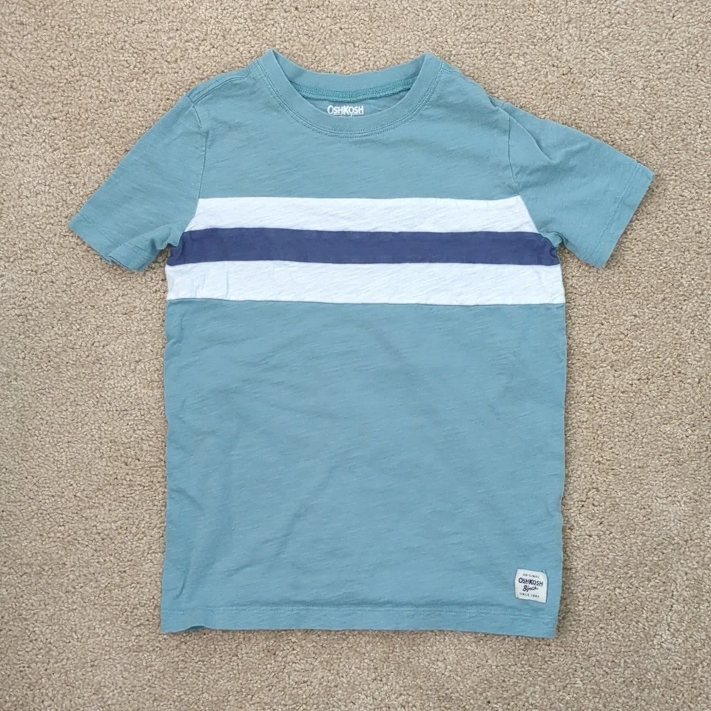 OshKosh B'gosh Kids Teal and Navy Striped Tee